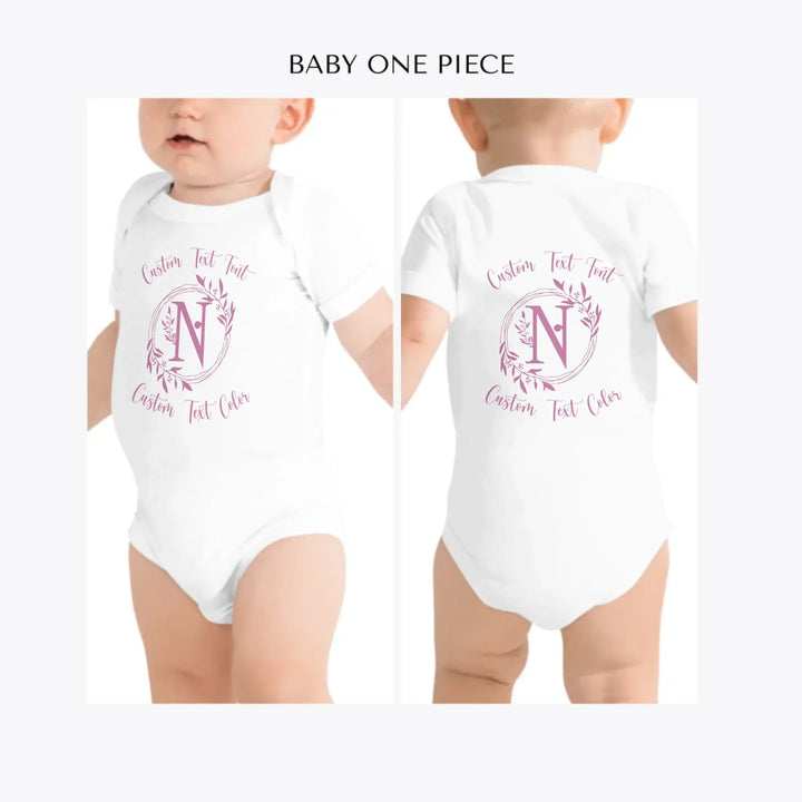 Floral-Initial-custom-baby-one-piece-artfulane