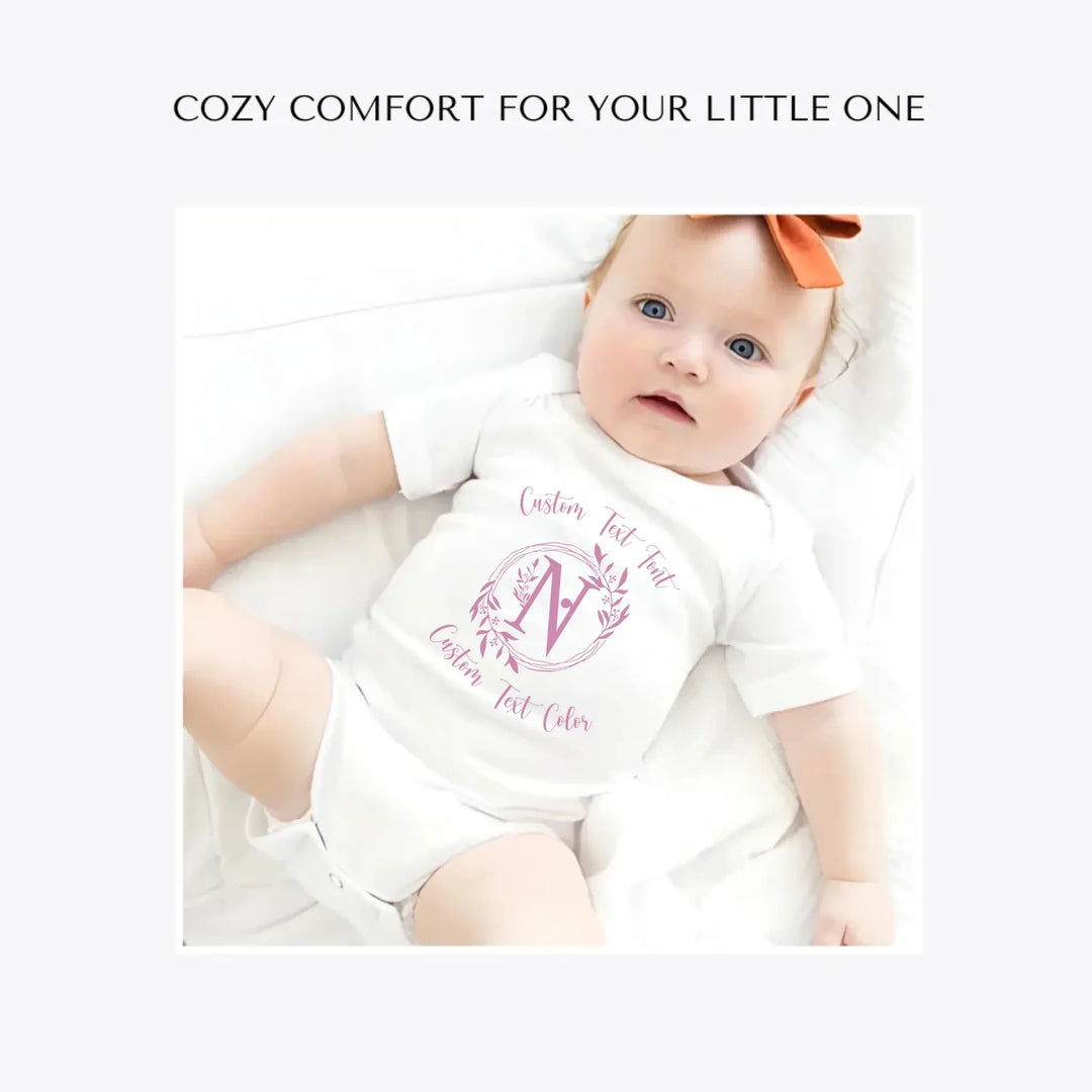 Floral-Initial-custom-baby-bodysuit-artfulane