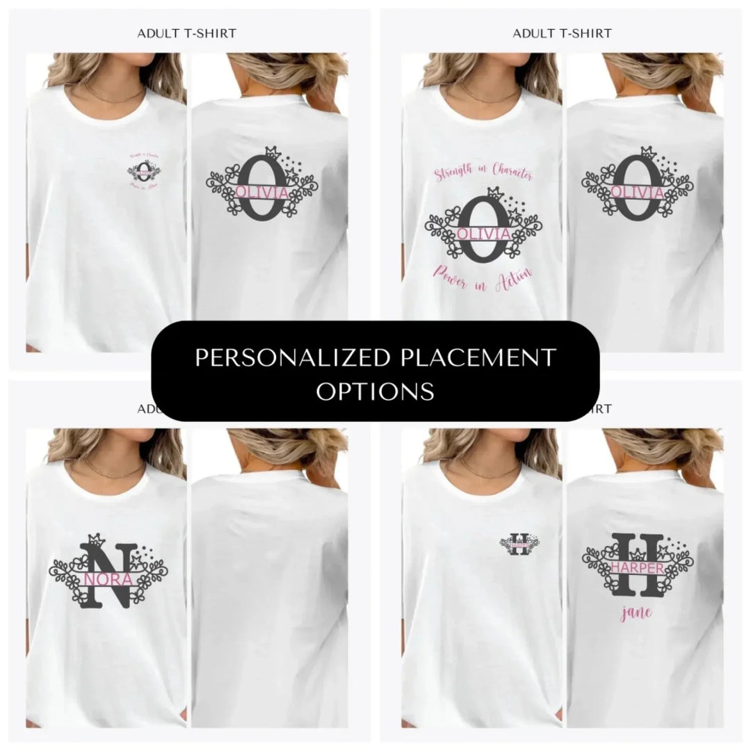 Floral-Princess-Split-Letter-Monogram-custom-adult-t-shirt-design-placement-front-back-pocket-artfulane