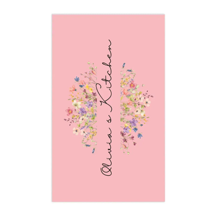 Custom Floral Split Monogram Kitchen Linens - ART-KLN475