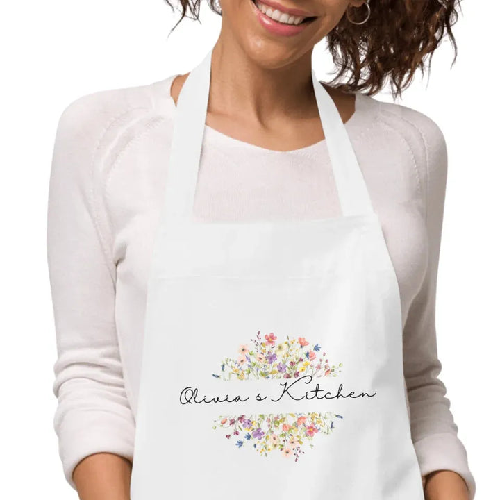 Custom Floral Split Monogram Kitchen Linens - ART-KLN475