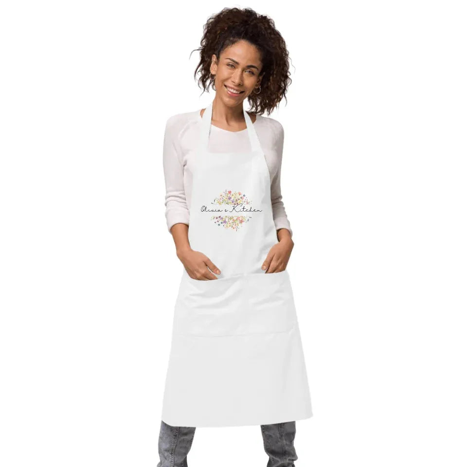 Custom Floral Split Monogram Kitchen Linens - ART-KLN475
