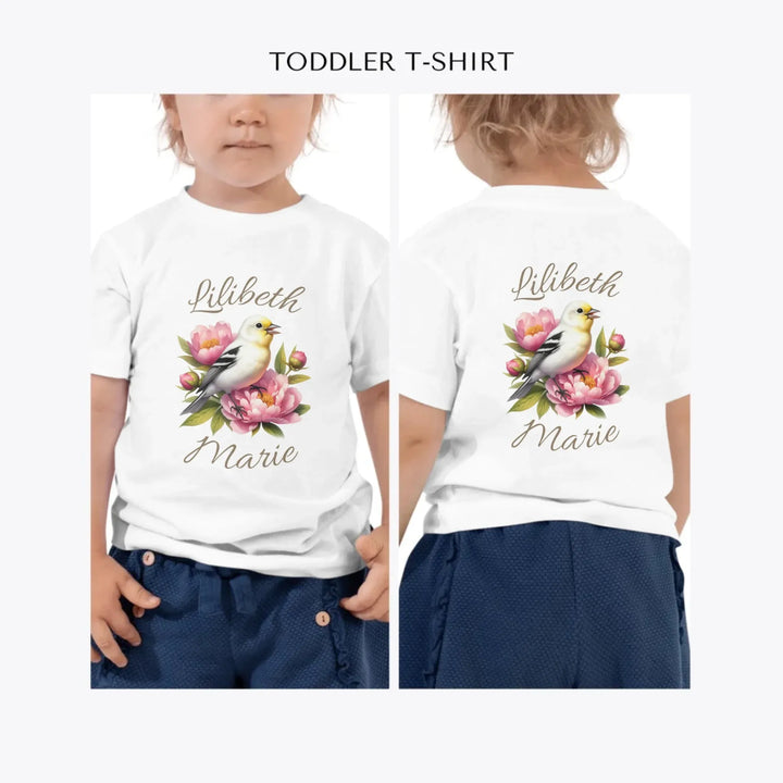 Floral-Spring-Bird-custom-toddler-t-shirt-artfulane