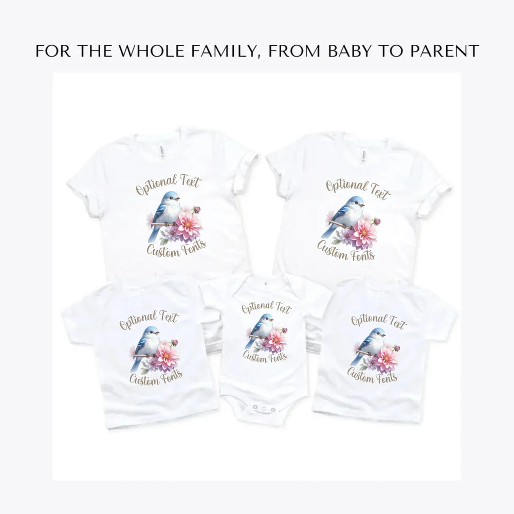 Floral-Spring-Bird-custom-t-shirts-adult-youth-toddler-baby-sizes-artfulane