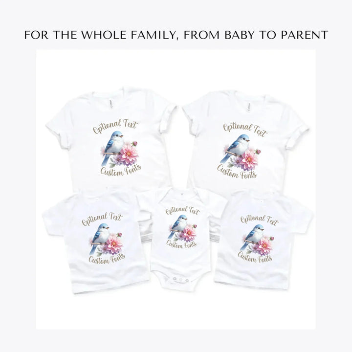 Floral-Spring-Bird-custom-t-shirts-adult-youth-toddler-baby-sizes-artfulane