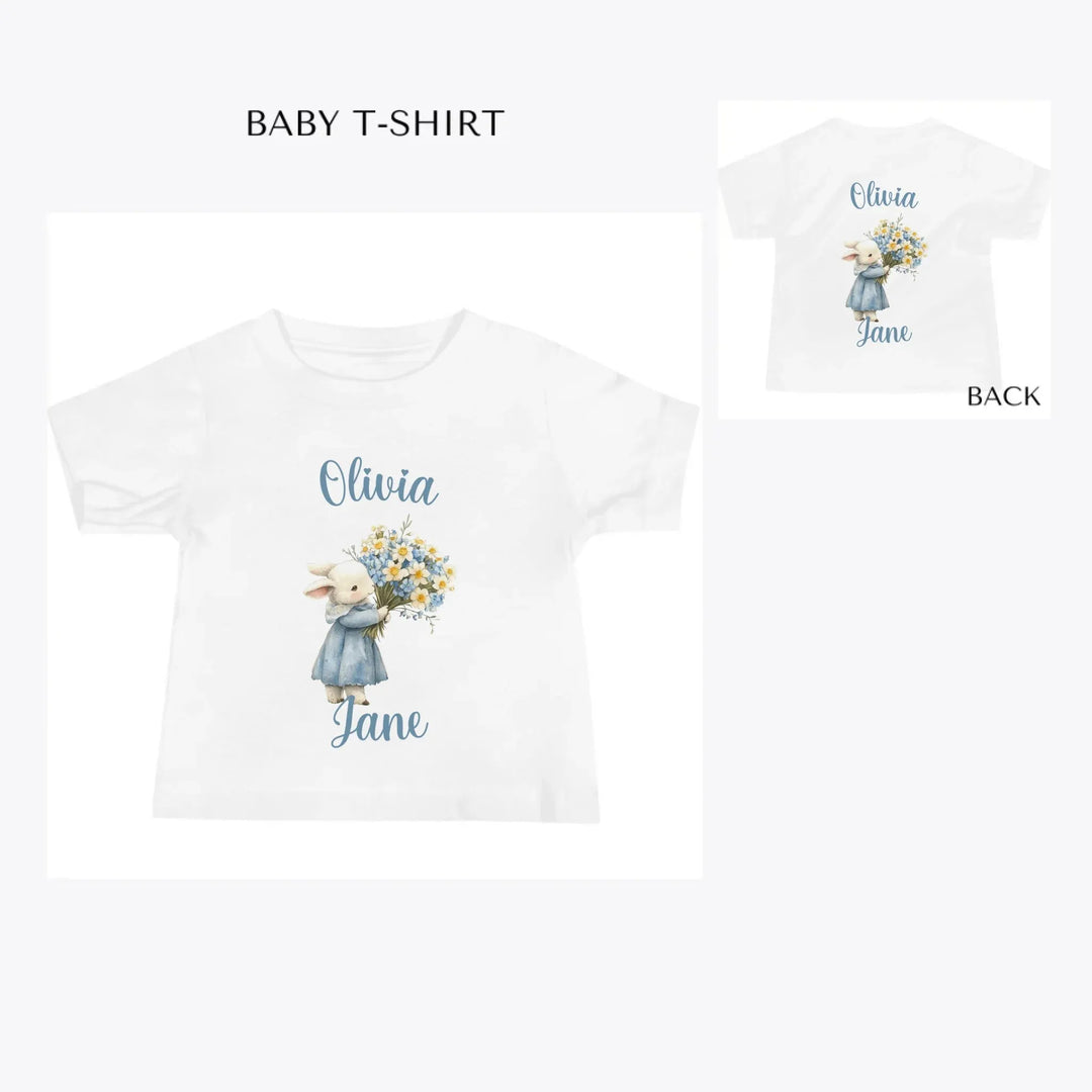 Floral-Spring-Woodland-Animal-custom-baby-t-shirt-artfulane