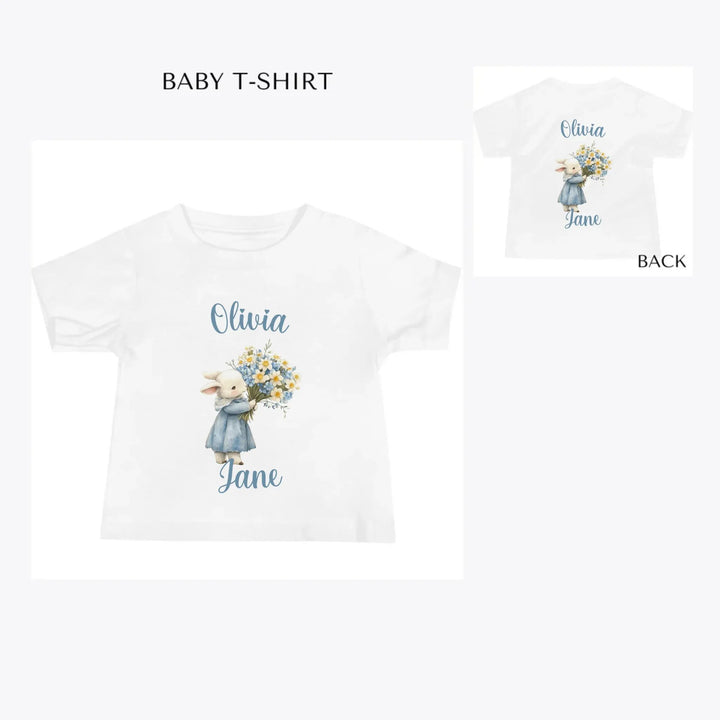 Floral-Spring-Woodland-Animal-custom-baby-t-shirt-artfulane