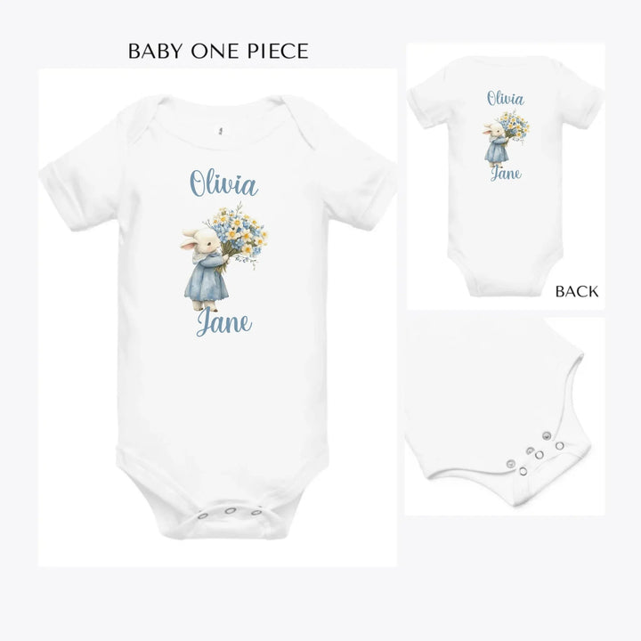 Floral-Spring-Woodland-Animal-custom-baby-onesie-artfulane