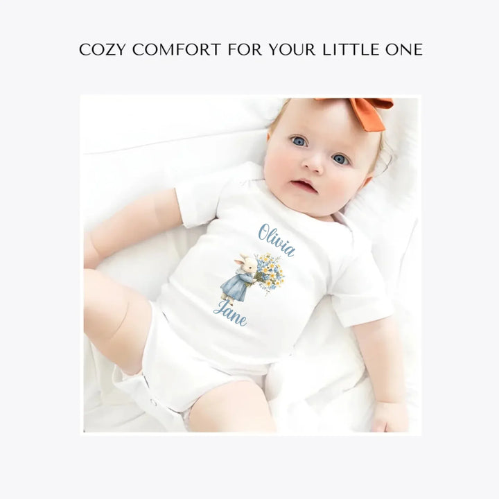 Floral-Spring-Woodland-Animal-custom-baby-bodysuit-artfulane