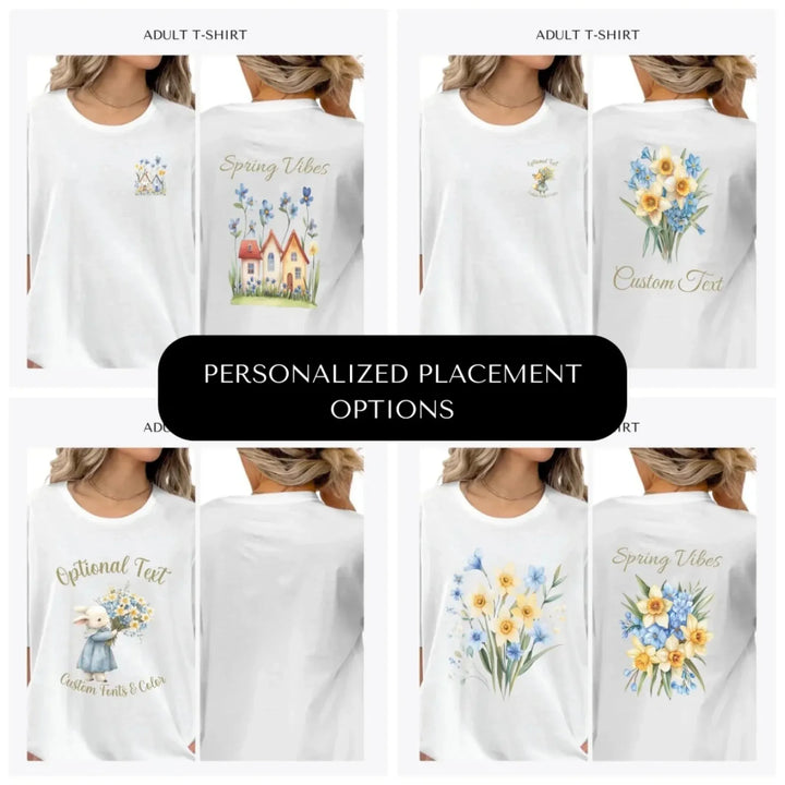 Floral-Spring-Woodland-Animal-custom-adult-t-shirt-design-placement-front-back-pocket-artfulane