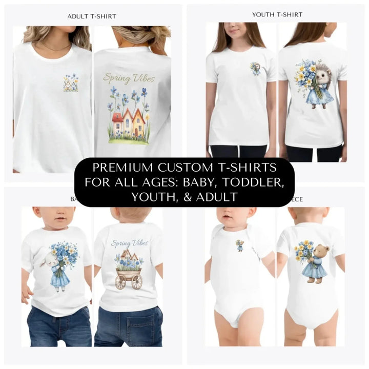 Floral-Spring-Woodland-Animal-premium-custom-t-shirts-all-ages-artfulane