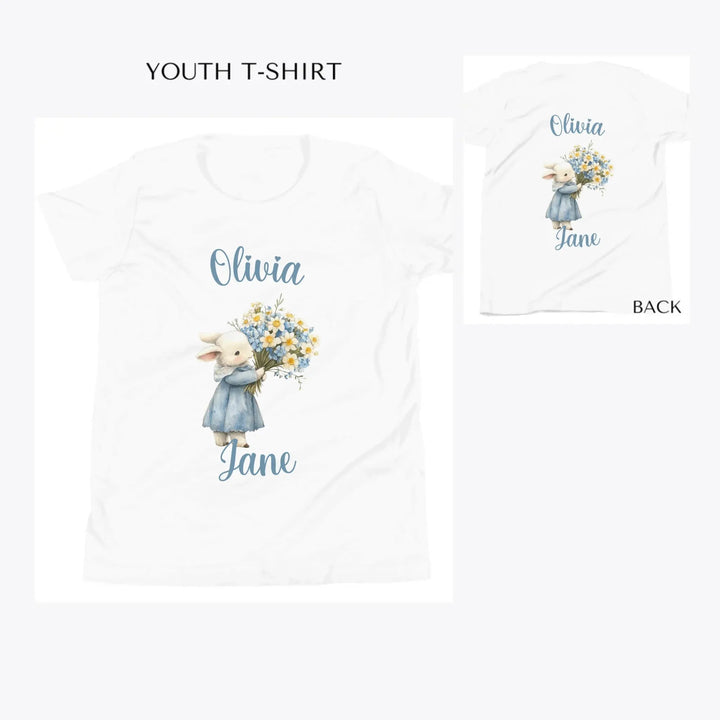 Floral-Spring-Woodland-Animal-custom-youth-t-shirt-artfulane