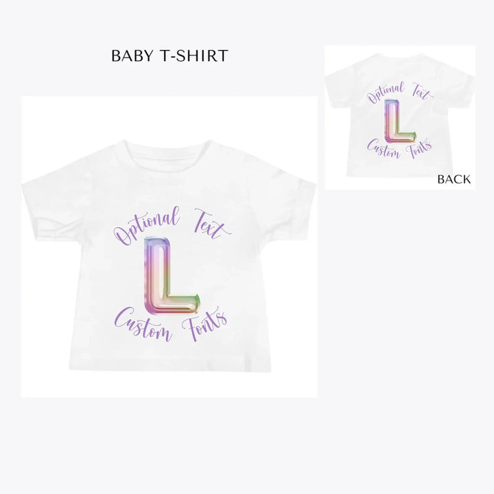 Foil-Balloon-Rainbow-Letter-custom-baby-t-shirt-artfulane