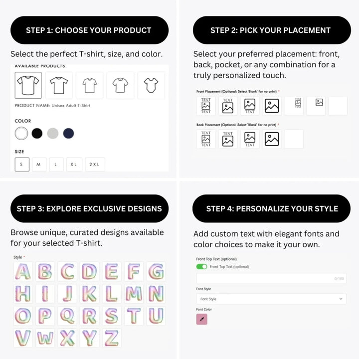 how-to-design-custom-Foil-Balloon-Rainbow-Letter-t-shirt-personalization-options-artfulane