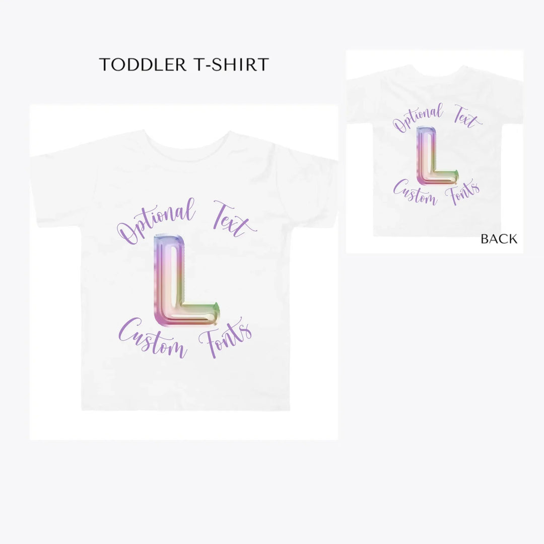 Foil-Balloon-Rainbow-Letter-toddler-custom-t-shirt-artfulane