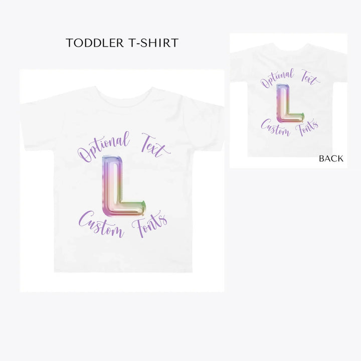 Foil-Balloon-Rainbow-Letter-toddler-custom-t-shirt-artfulane