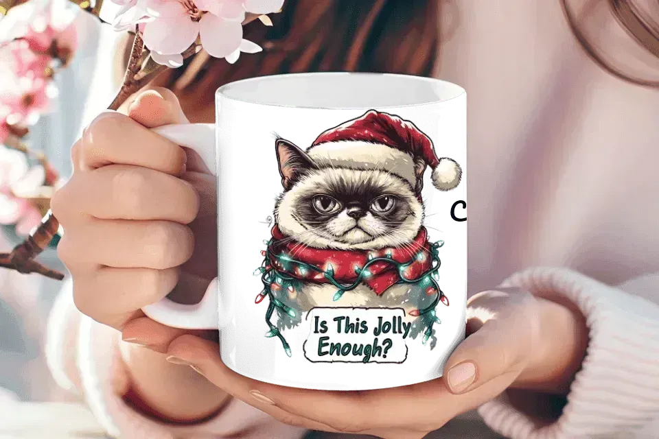Custom Funny Cat Christmas Mug - ARTFULANE