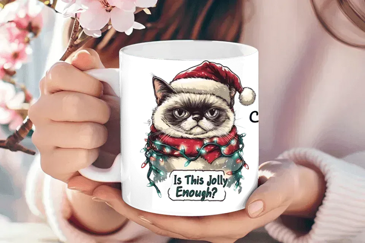 Custom Funny Cat Christmas Mug - ARTFULANE