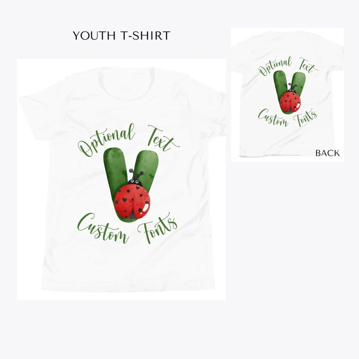 Green-Letter-Ladybug-custom-youth-t-shirt-artfulane