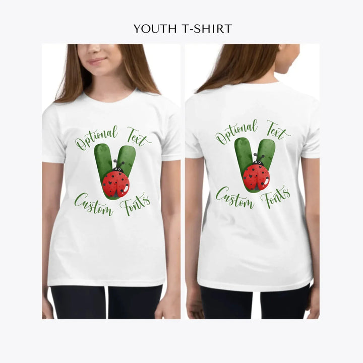 Green-Letter-Ladybug-custom-youth-girl-t-shirt-artfulane