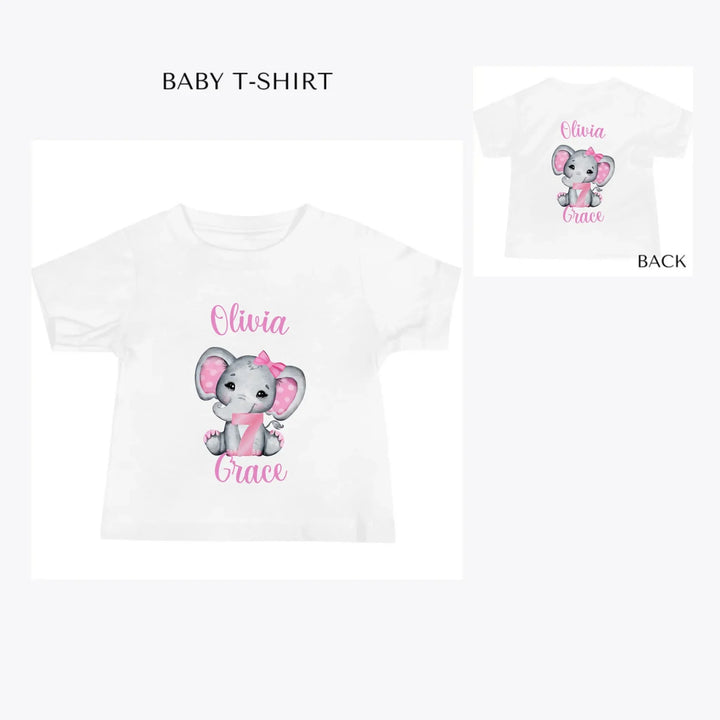 Grey-Elephant-with-Pink-Number-custom-baby-t-shirt-artfulane