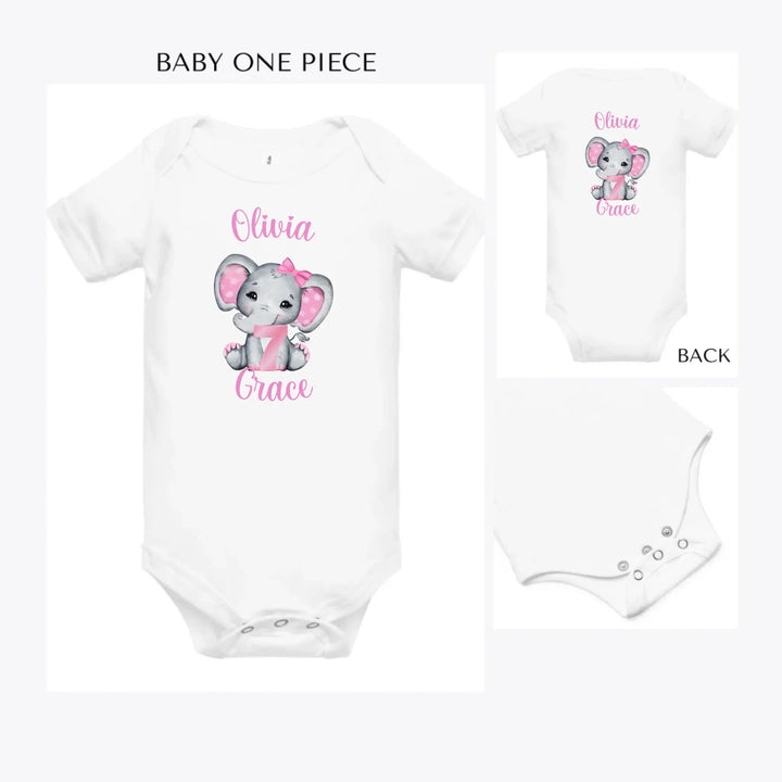 Grey-Elephant-with-Pink-Number-custom-baby-onesie-artfulane