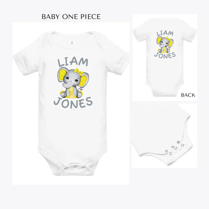 Grey-Elephant-with-Yellow-Number-custom-baby-onesie-artfulane