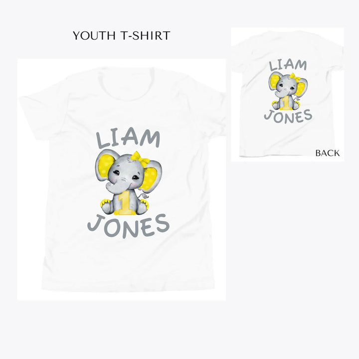 Grey-Elephant-with-Yellow-Number-custom-youth-t-shirt-artfulane