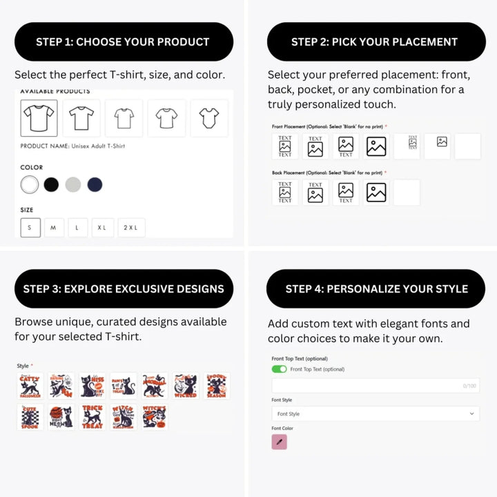 how-to-design-custom-Halloween-Black-Cat-t-shirt-personalization-options-artfulane
