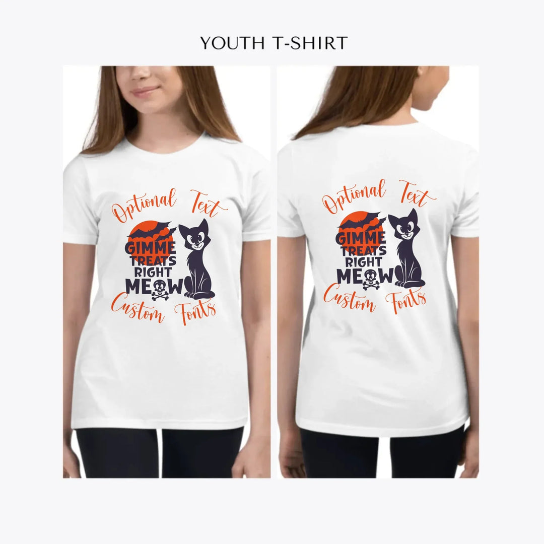 Halloween-Black-Cat-custom-youth-girl-t-shirt-artfulane