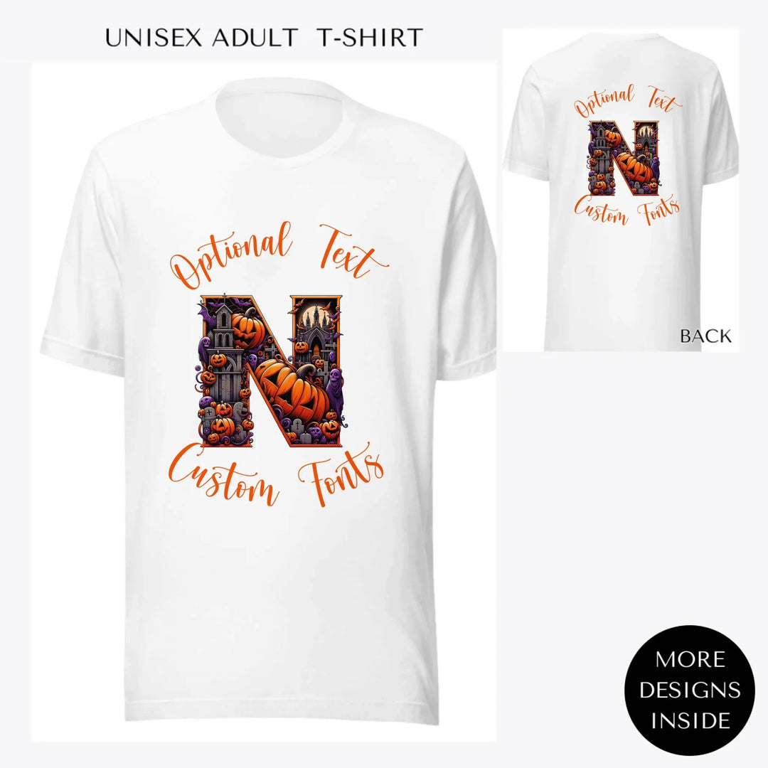 Halloween-Letter-Initial-custom-men-unisex-adult-t-shirt-artfulane