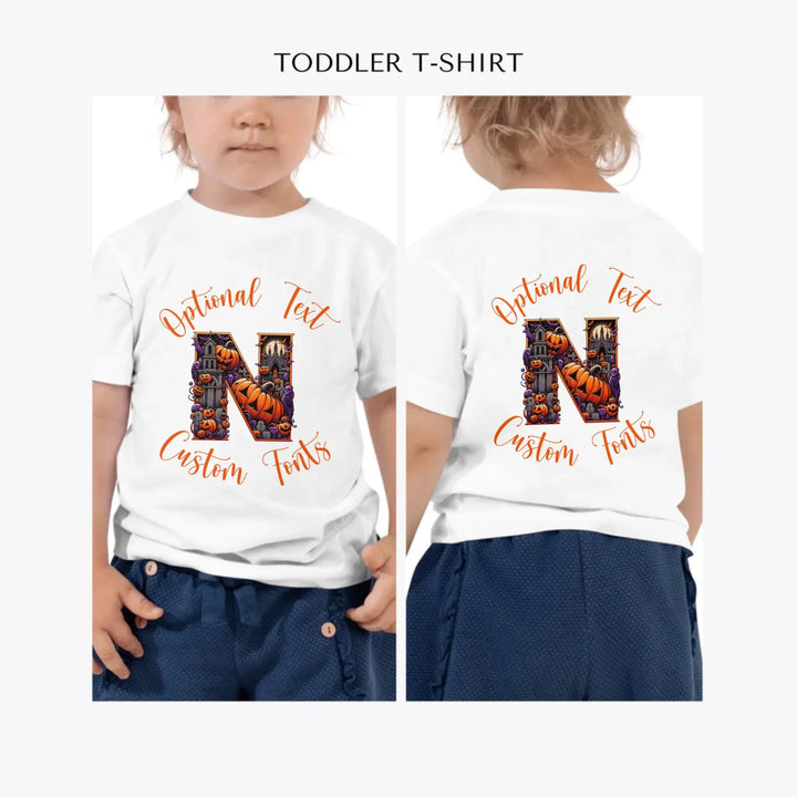 Halloween-Letter-Initial-custom-toddler-t-shirt-artfulane