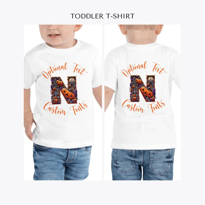 Halloween-Letter-Initial-personalized-toddler-t-shirt-artfulane