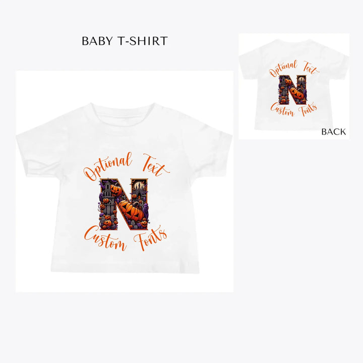 Halloween-Letter-Initial-custom-baby-t-shirt-artfulane