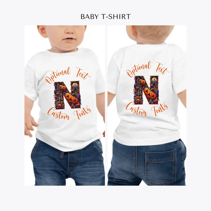 Halloween-Letter-Initial-personalized-baby-t-shirt-artfulane