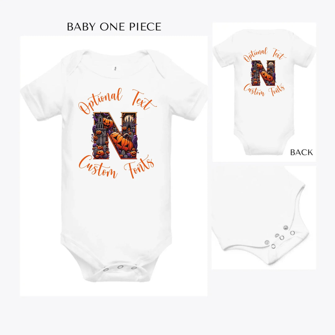 Halloween-Letter-Initial-custom-baby-onesie-artfulane