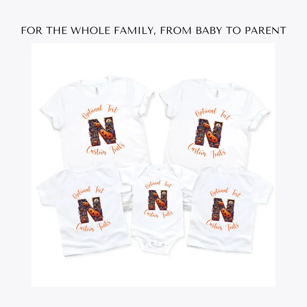 Halloween-Letter-Initial-custom-t-shirts-adult-youth-toddler-baby-sizes-artfulane
