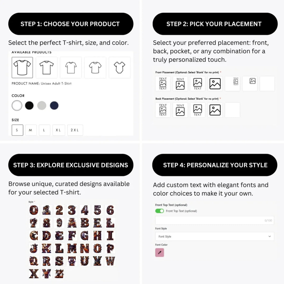 how-to-design-custom-Halloween-Letter-Initial-t-shirt-personalization-options-artfulane