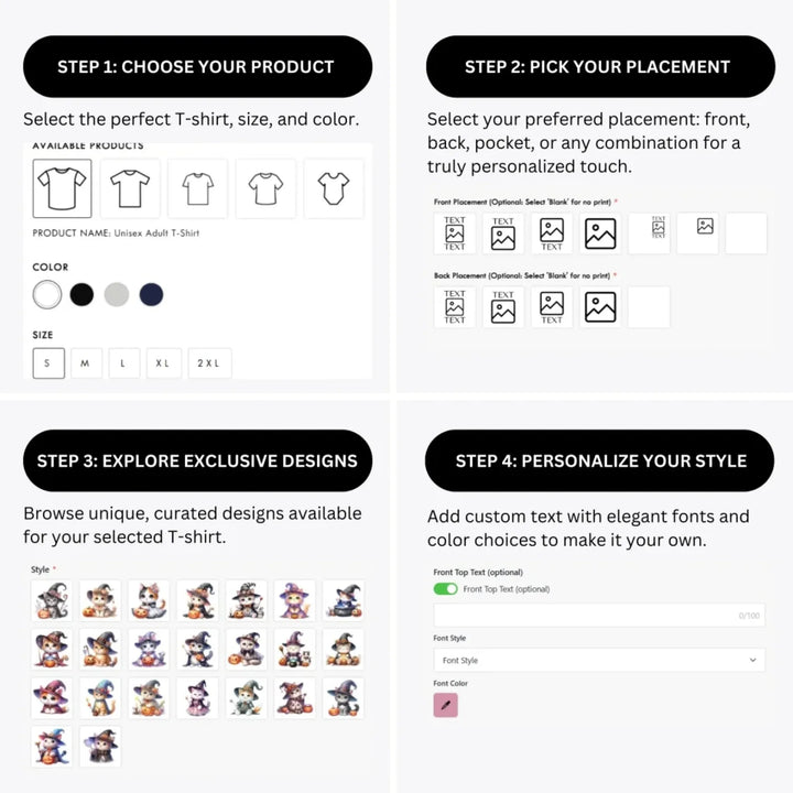 how-to-design-custom-Halloween-Witch-Cats-t-shirt-personalization-options-artfulane