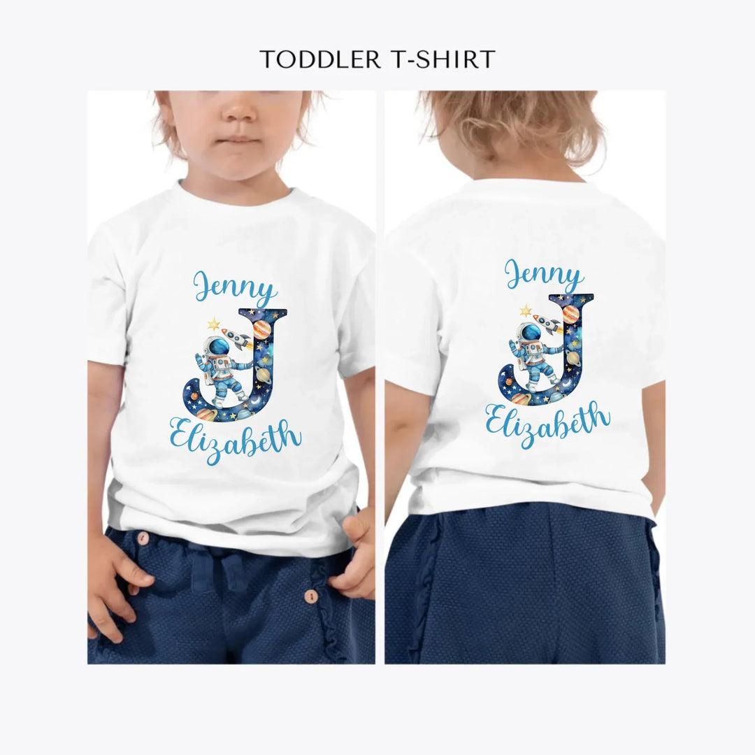 Astronaut-Space-Initial-custom-toddler-t-shirt-artfulane