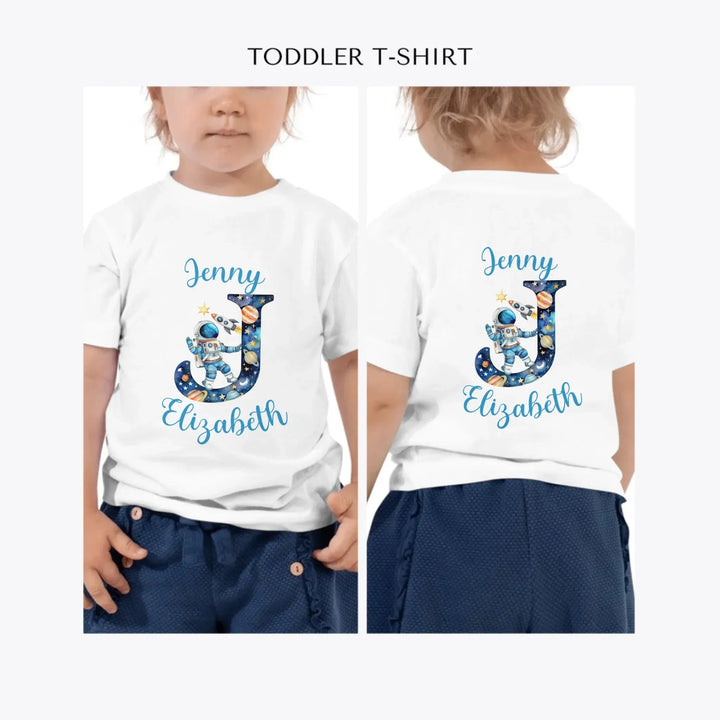 Astronaut-Space-Initial-custom-toddler-t-shirt-artfulane