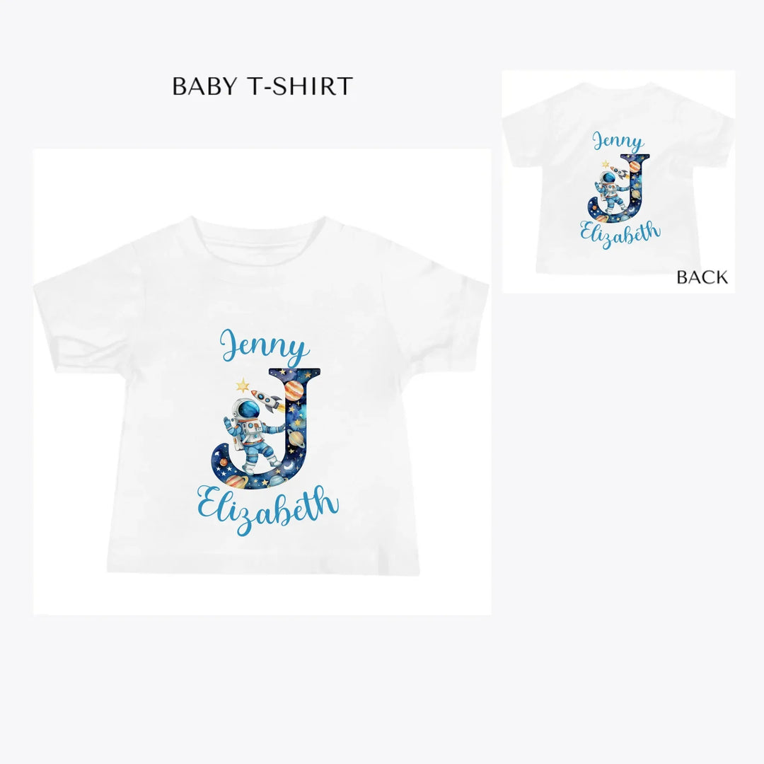 Astronaut-Space-Initial-custom-baby-t-shirt-artfulane
