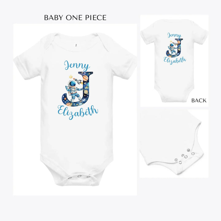 Astronaut-Space-Initial-custom-baby-onesie-artfulane
