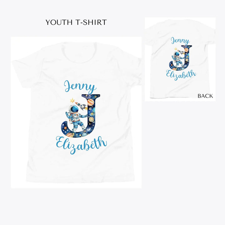 Astronaut-Space-Initial-custom-youth-t-shirt-artfulane
