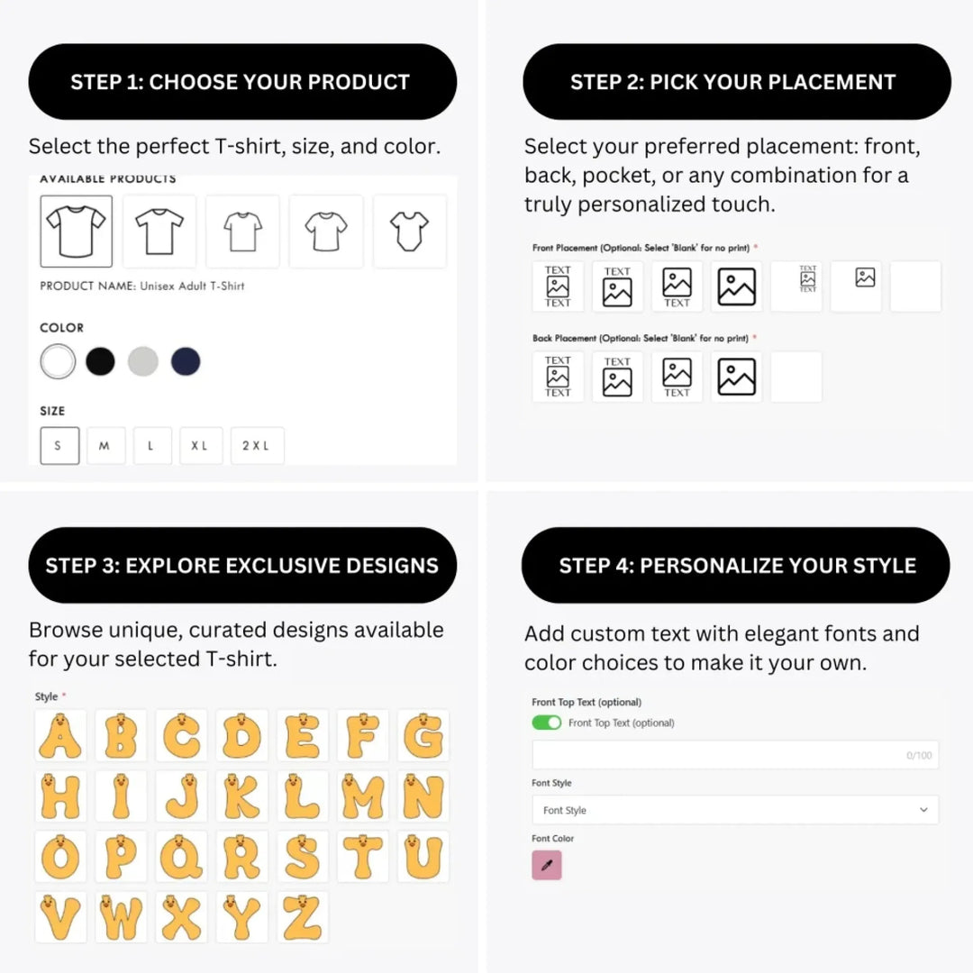 how-to-design-custom-Yellow-Duck-Letter-Initial-t-shirt-personalization-options-artfulane