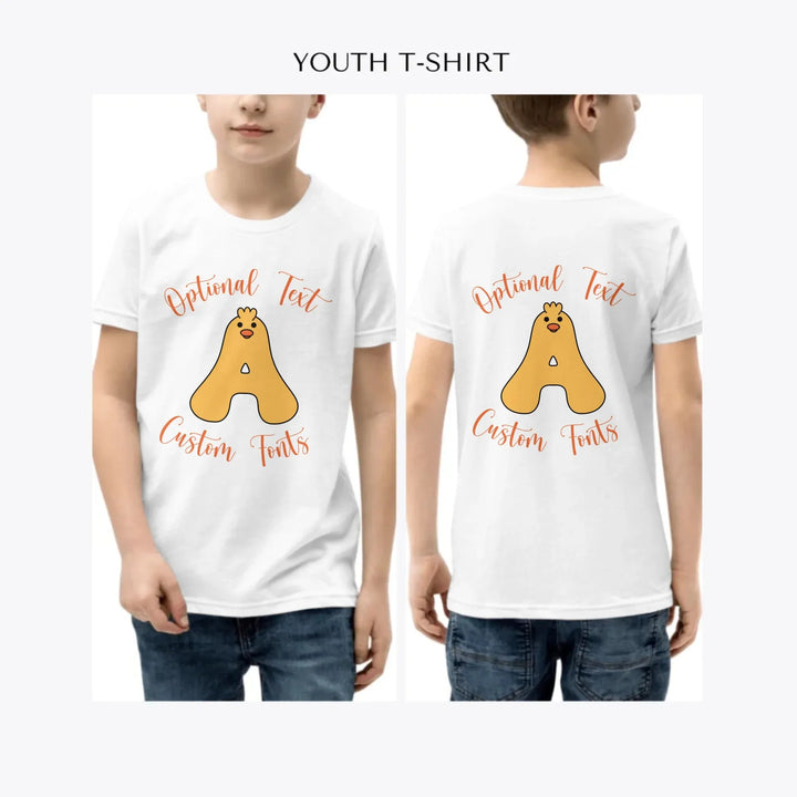 Yellow-Duck-Letter-Initial-custom-youth-boy-t-shirt-artfulane