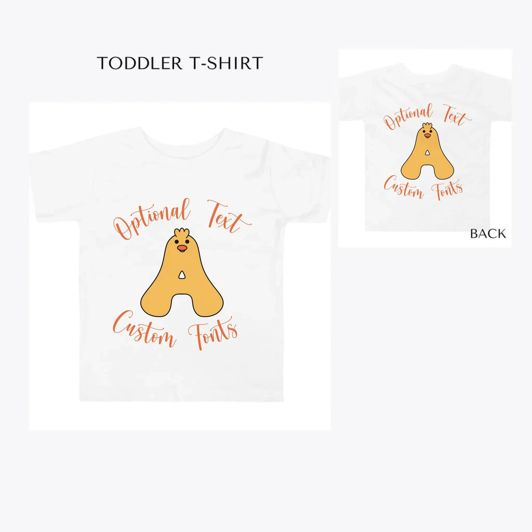 Yellow-Duck-Letter-Initial-toddler-custom-t-shirt-artfulane