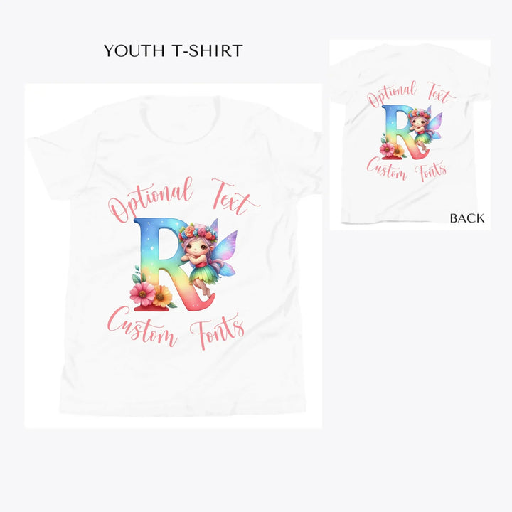 Fairy-Letter-Initial-custom-youth-t-shirt-artfulane