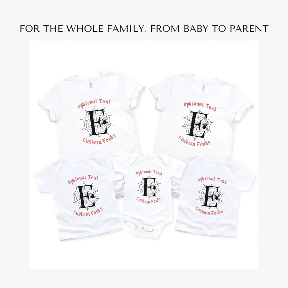 Spider-Web-Initial-custom-t-shirts-adult-youth-toddler-baby-sizes-artfulane
