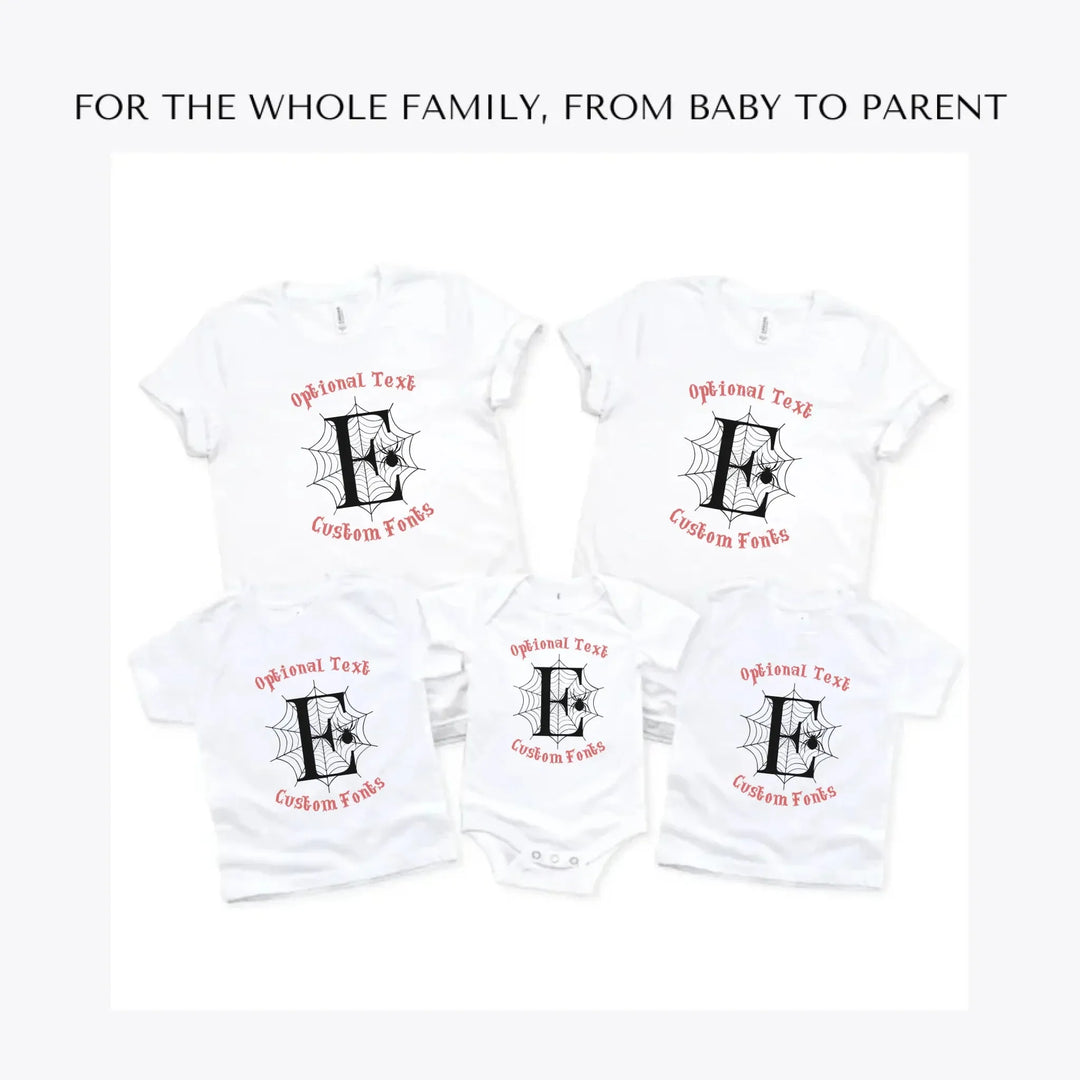 Spider-Web-Initial-custom-t-shirts-adult-youth-toddler-baby-sizes-artfulane